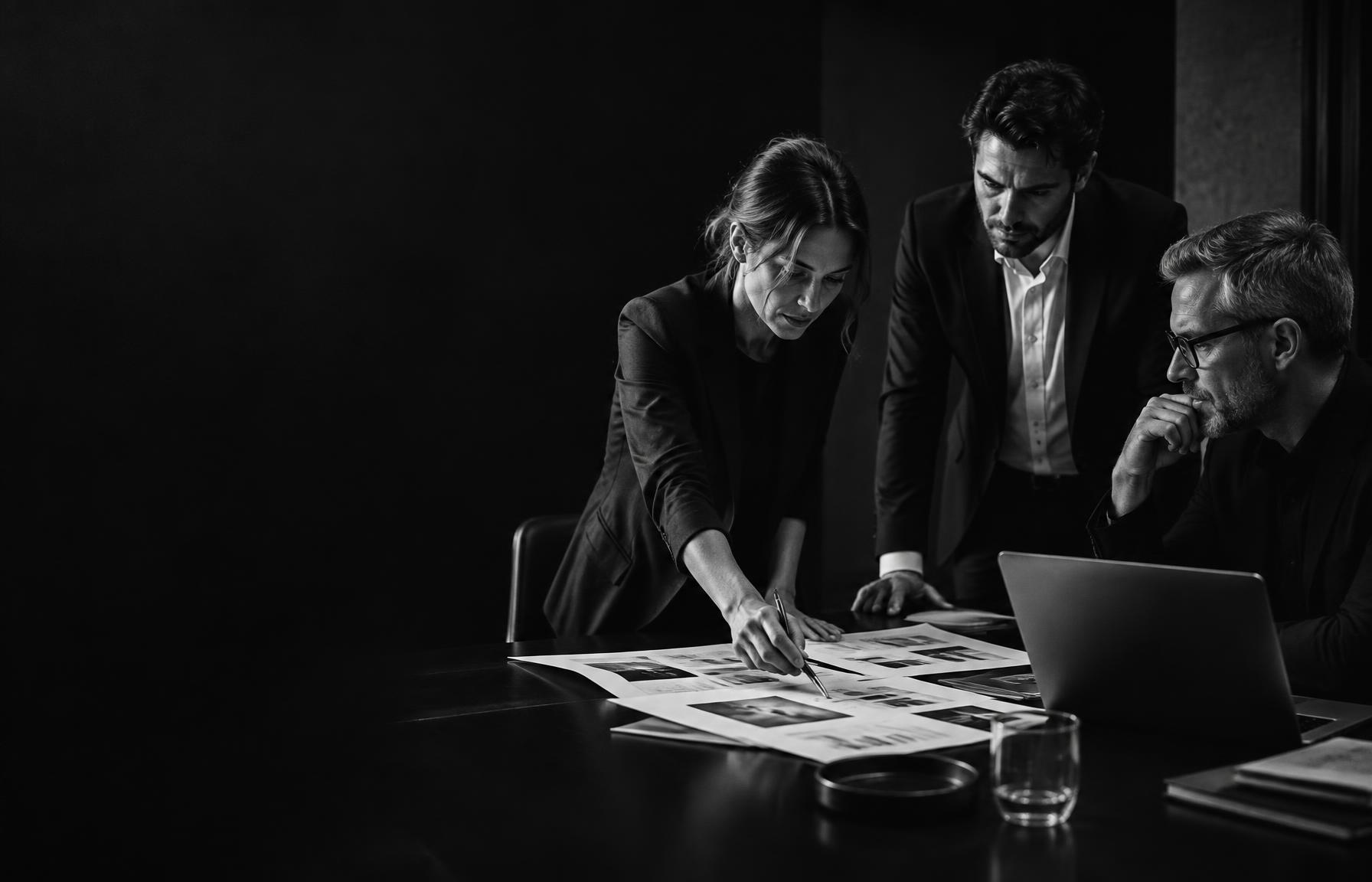 Marketing strategists reviewing a customer acquisition plan